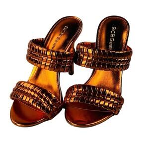 BCBGeneration Women's Jendi Heeled Slip On Sandal Tangerine Metallic Size 5